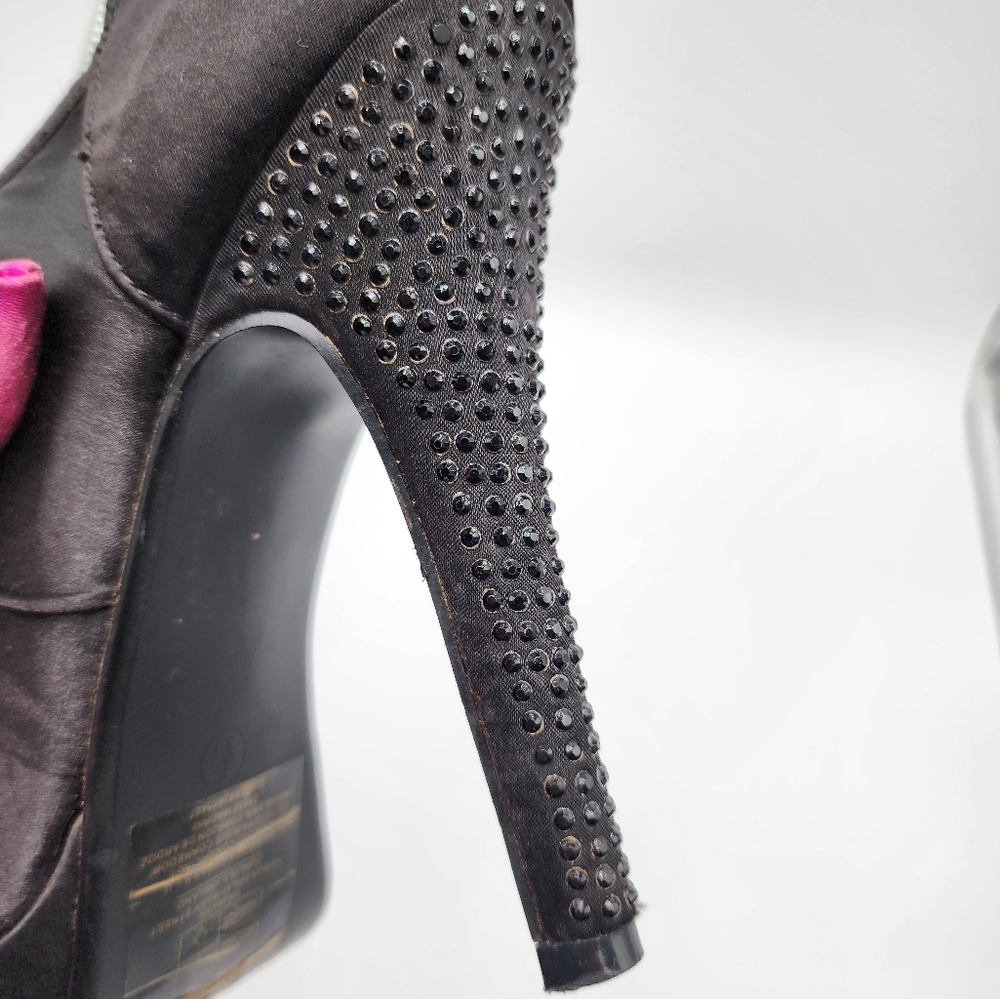Vintage Bootie Peep-Toe, Black Rhinestone by Atmosphere, Rare, SZ US8/UK6/EU39 - Picture 9 of 17